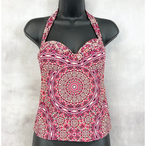 Jessica‎ Simpson Tankini Top Women Small Halter Padded Swim Beach Femme Pinup - Picture 1 of 9